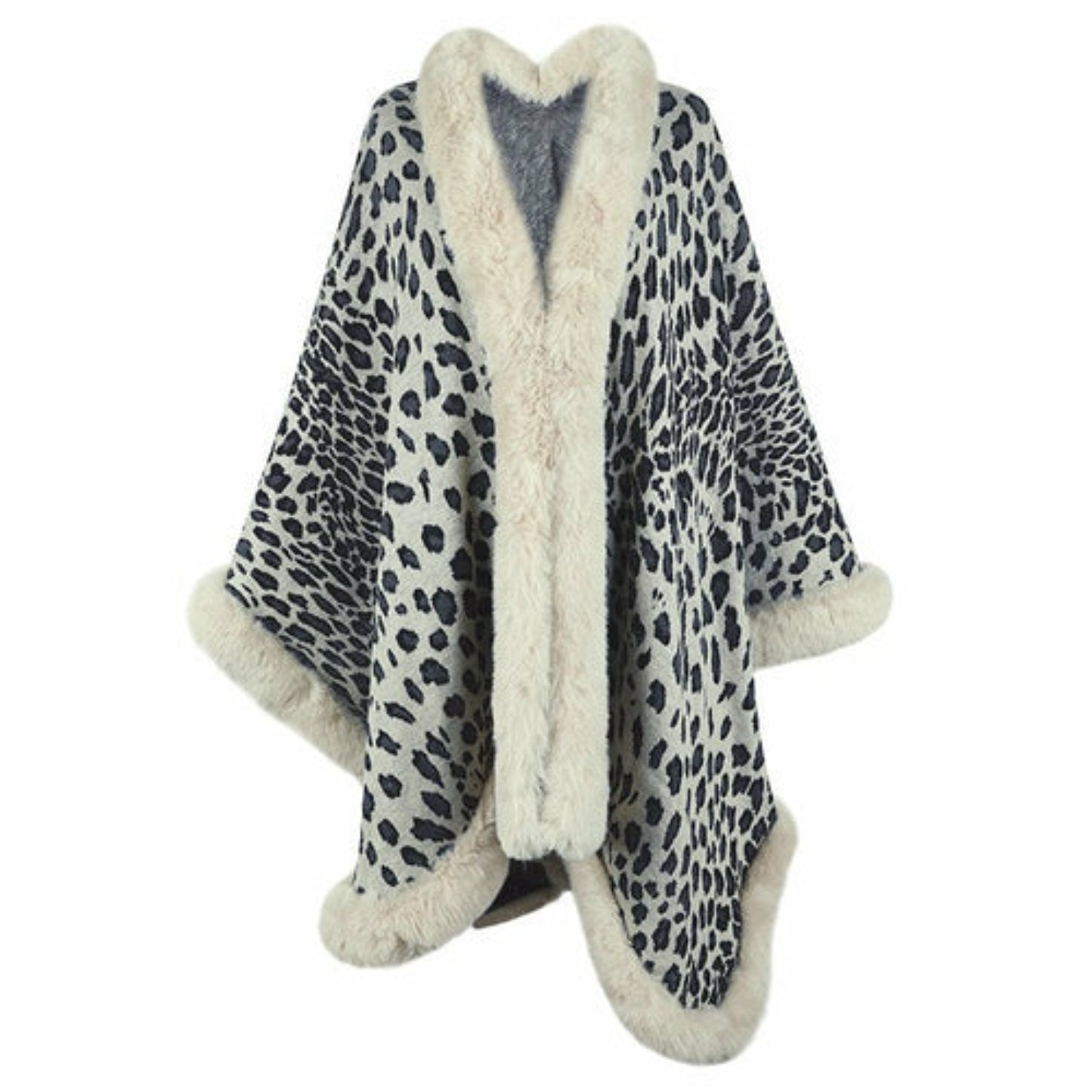 Thick Warm Fur Collar Cape