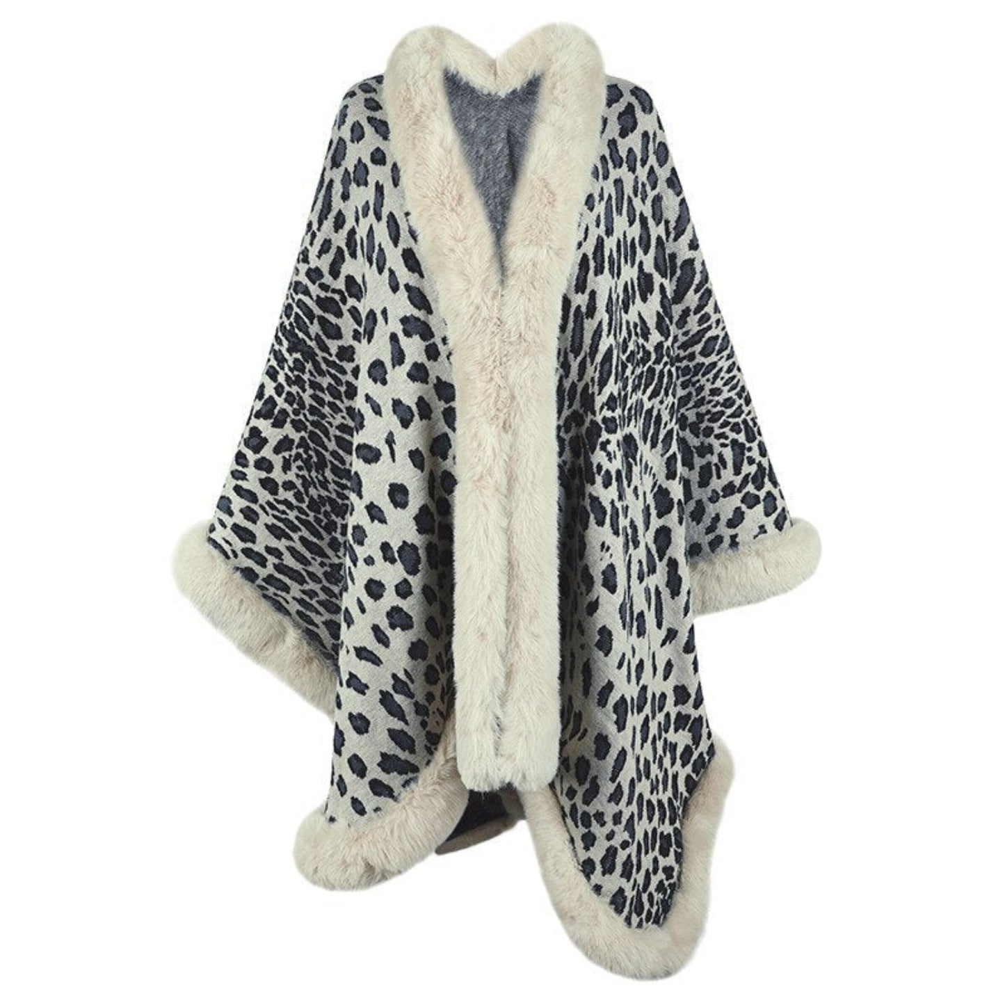 Thick Warm Fur Collar Cape