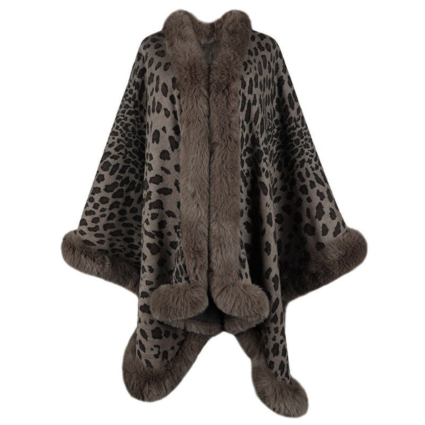 Thick Warm Fur Collar Cape