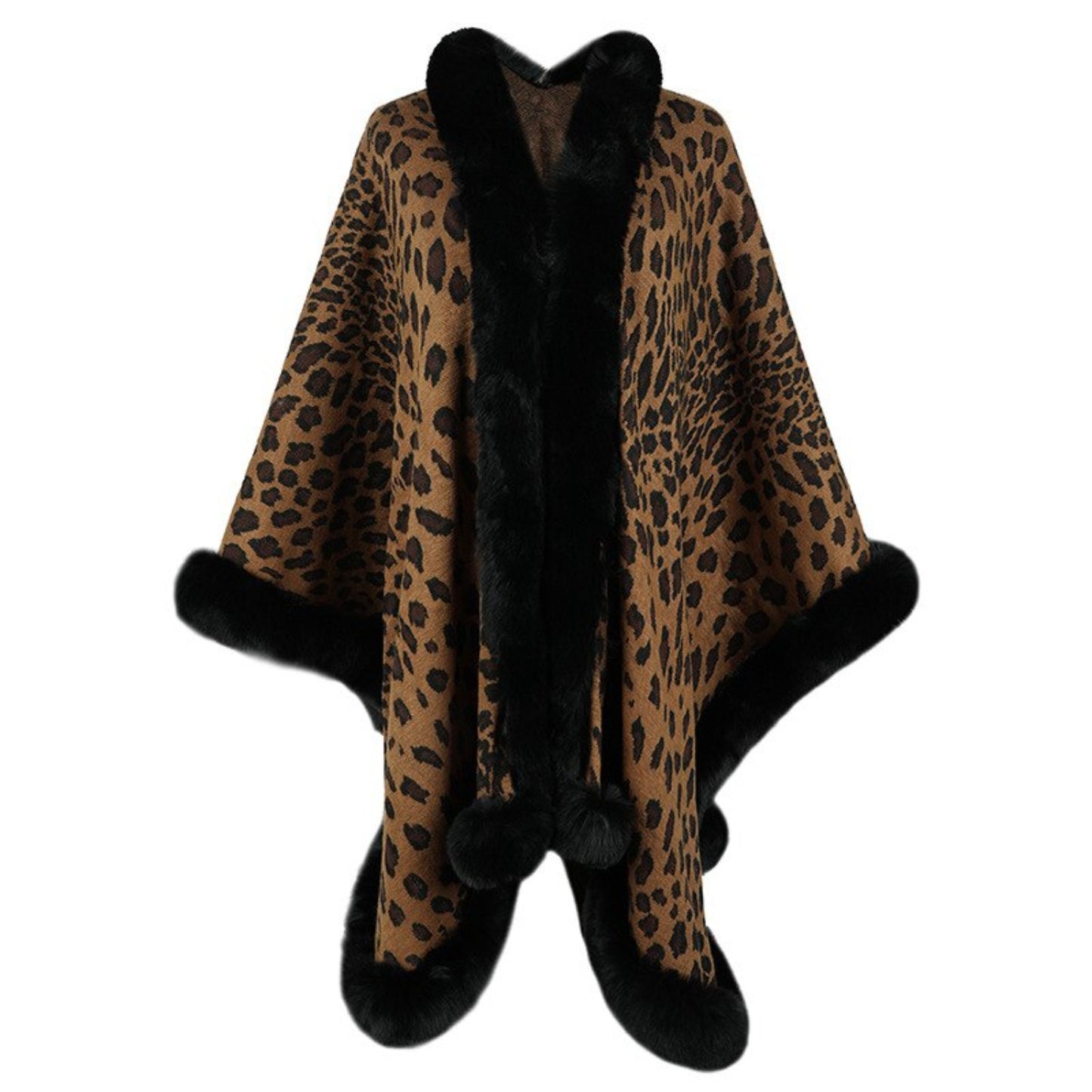 Thick Warm Fur Collar Cape