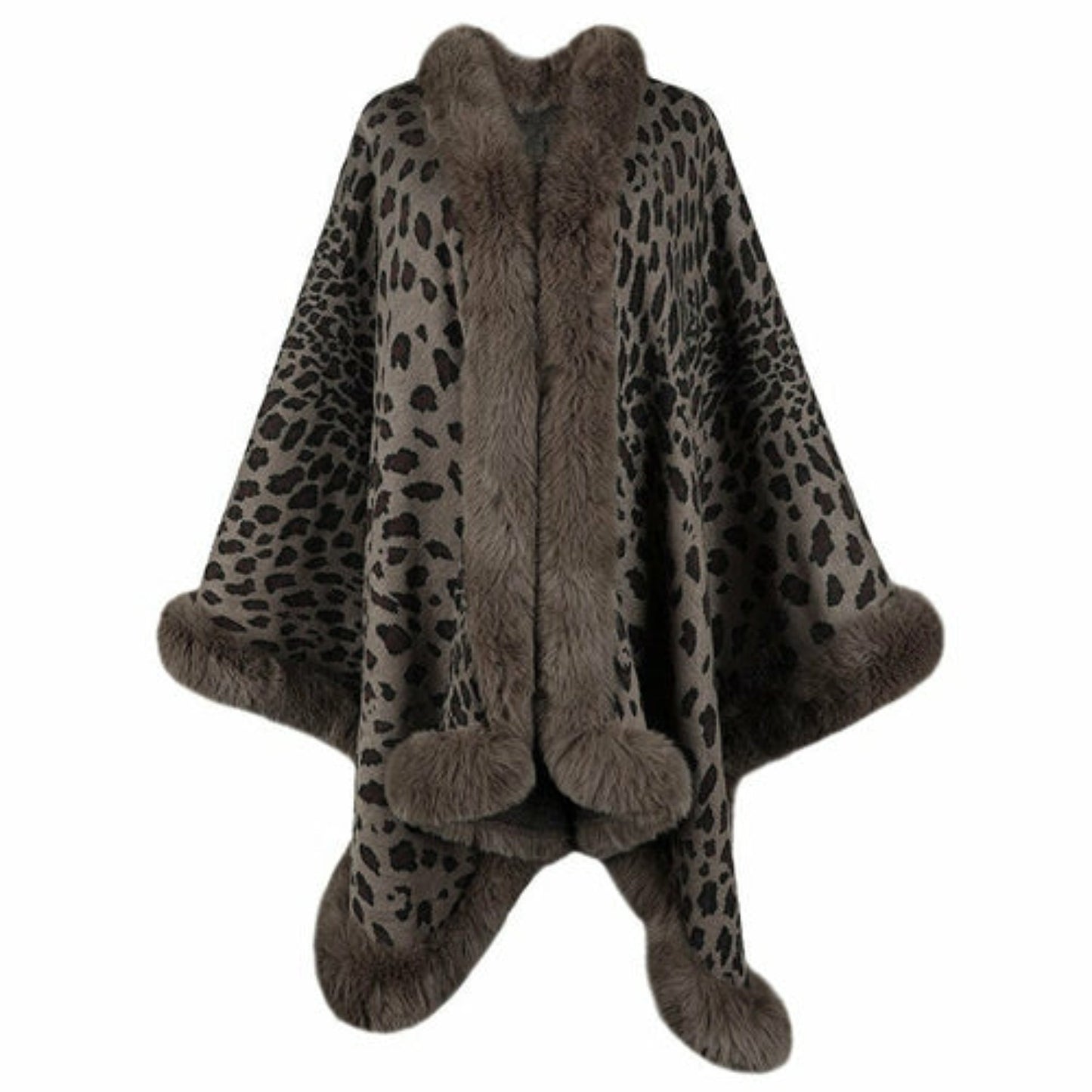 Thick Warm Fur Collar Cape
