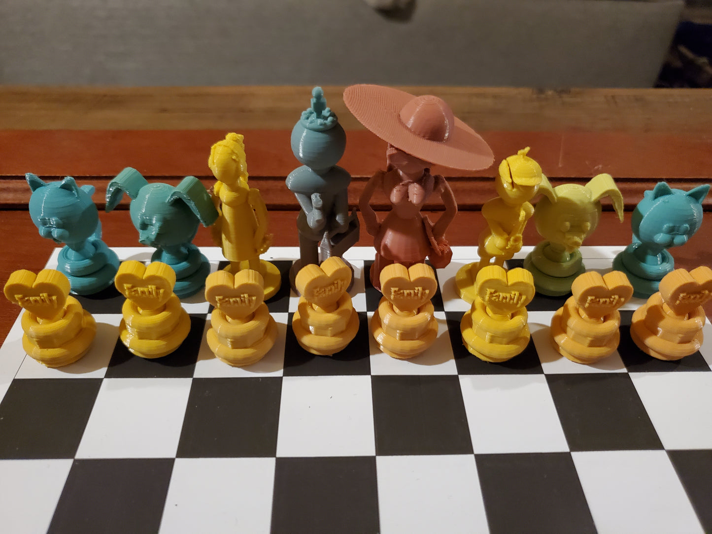 The "2.5 Family Themed" Chess Set. Board Design and Color Choice Optional