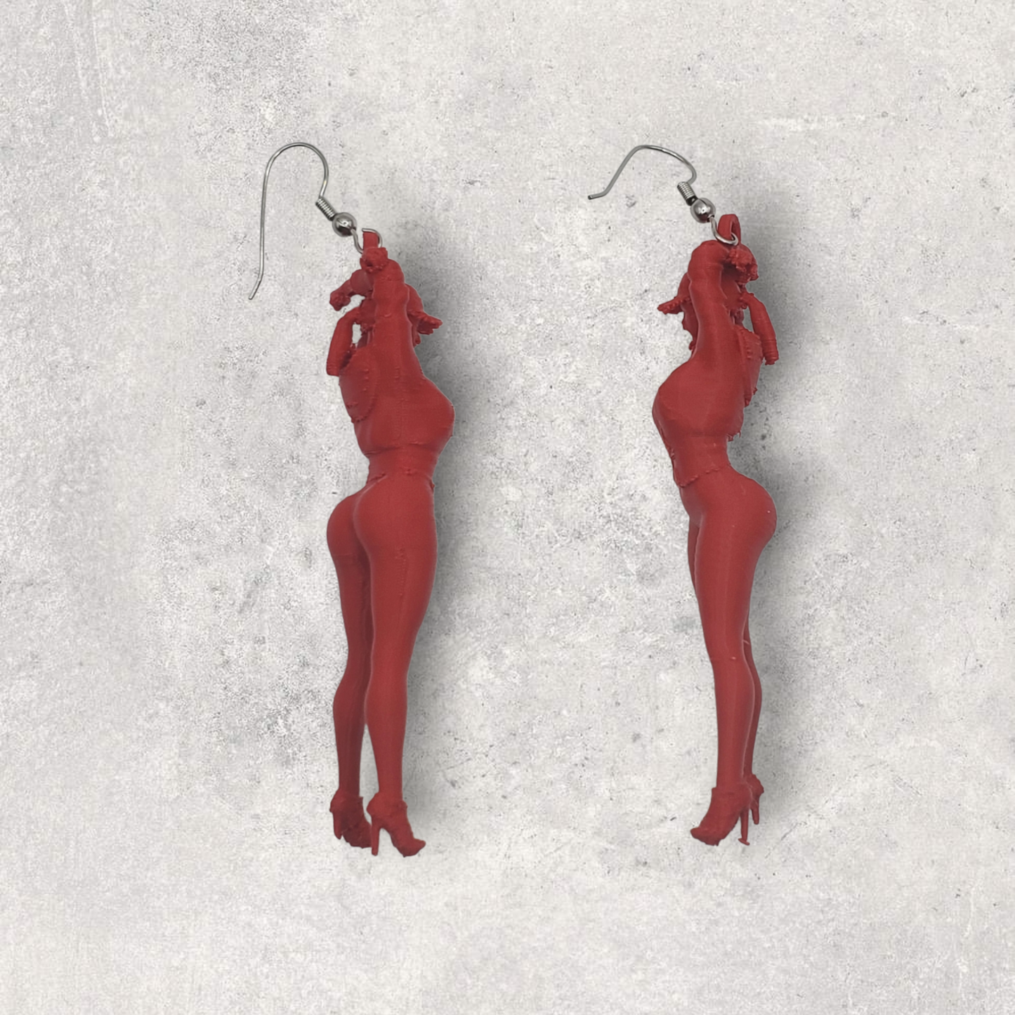 Sassy Baseball Lady 3D printed earrings