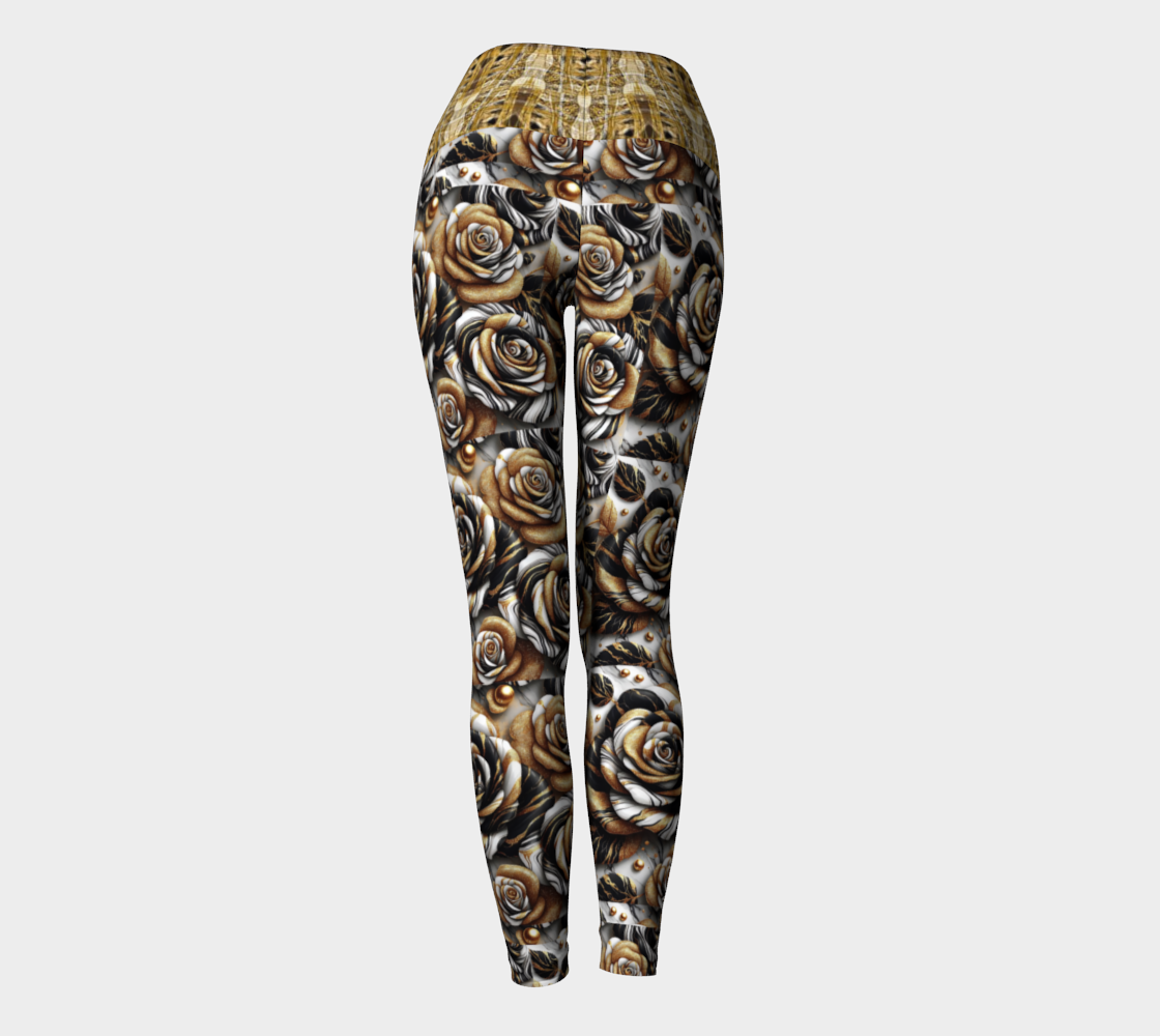 Golden Marble Rose Leggings