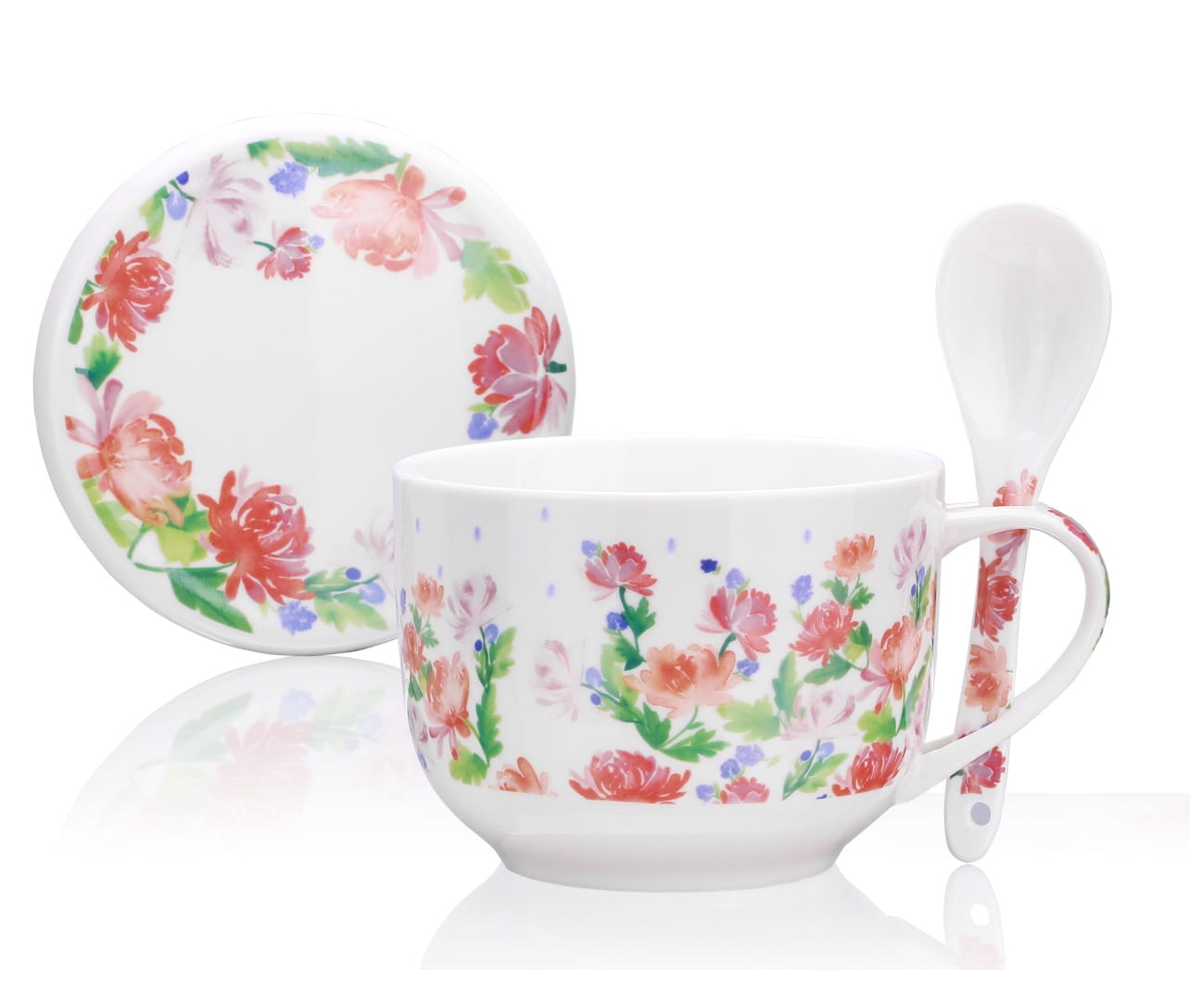 English Roses Mug, lid and spoon 600 ml