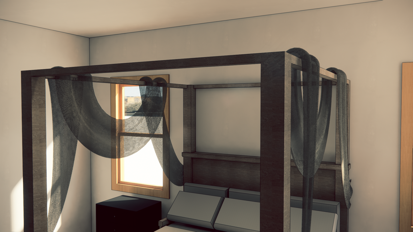 Farmhouse Canopy Bed - Revit Family File