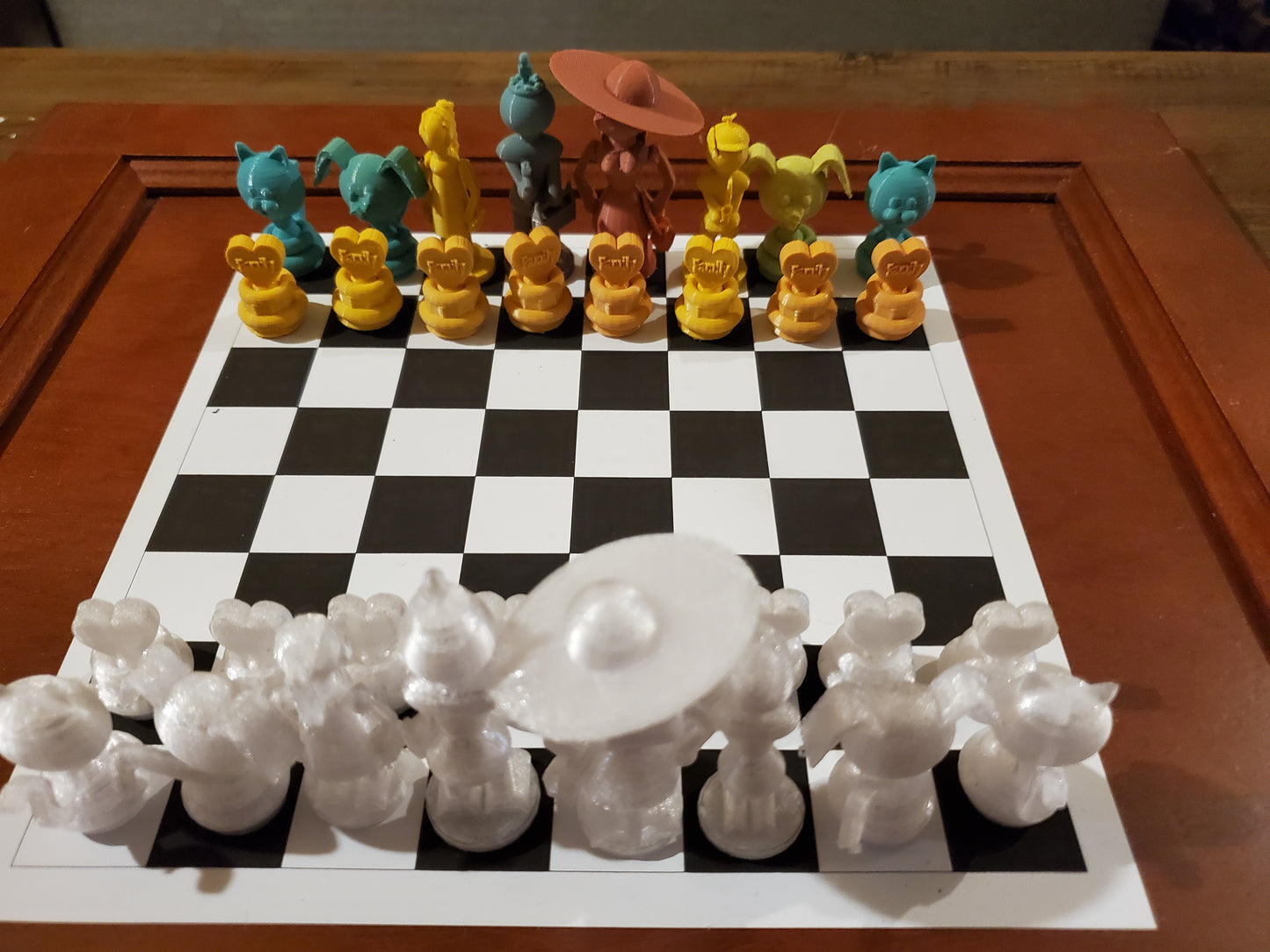 The "2.5 Family Themed" Chess Set. Board Design and Color Choice Optional