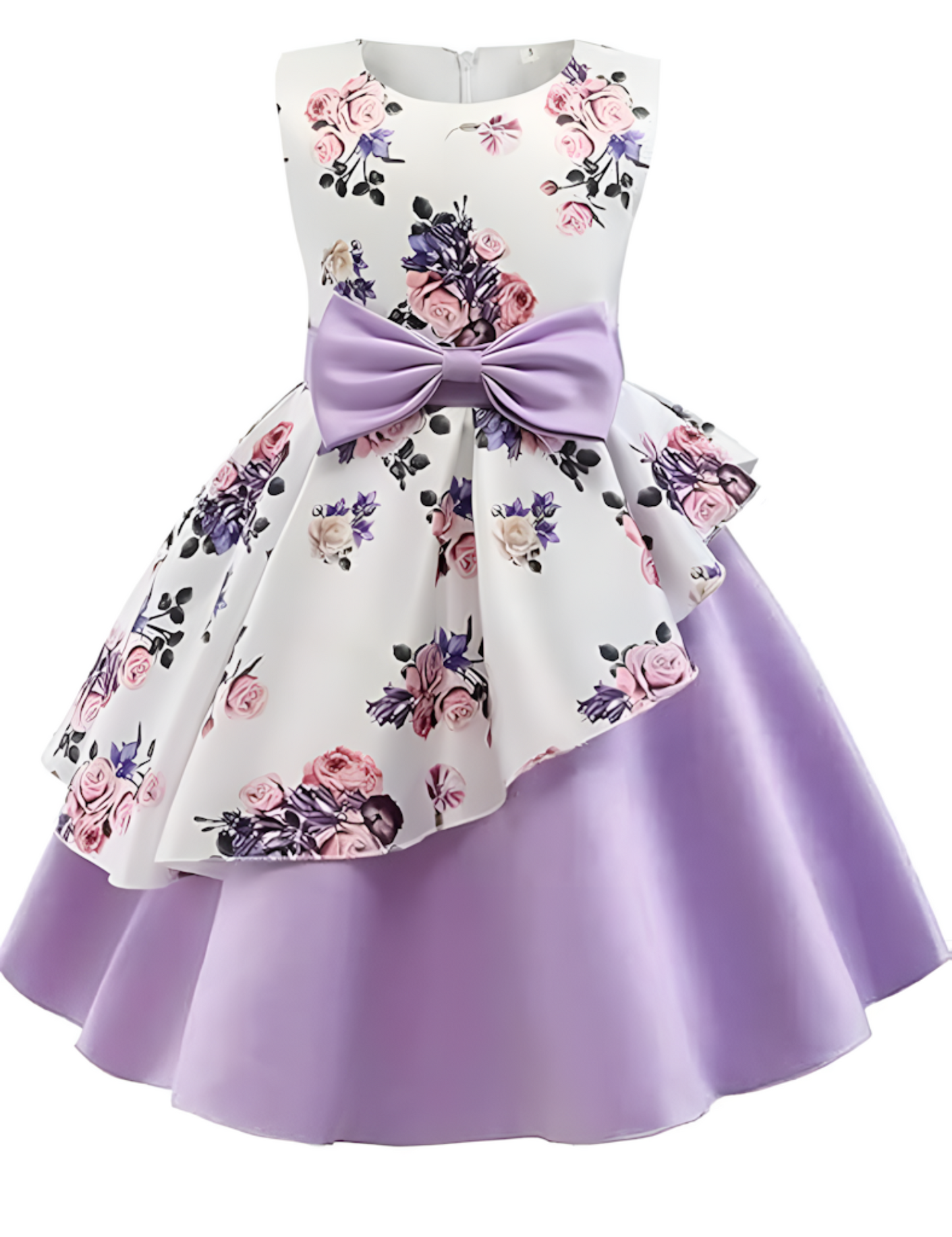 Floral Printed Purple Toddler Dress