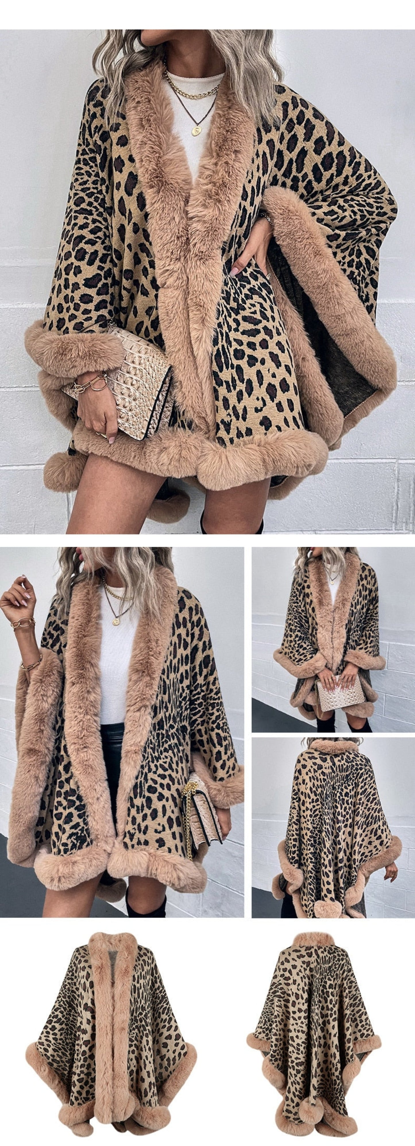 Thick Warm Fur Collar Cape