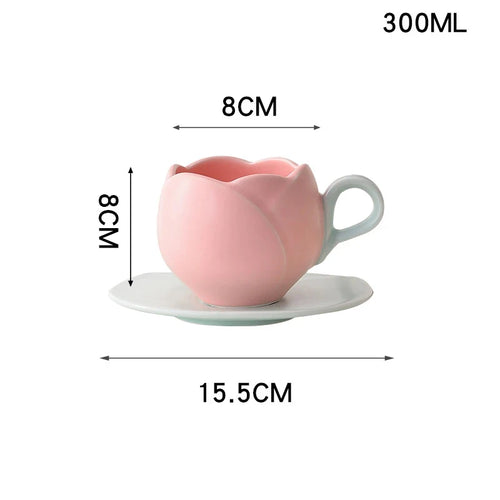 Flower Mark Ceramic Cup and Saucer