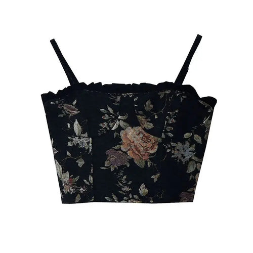 Rose Themed French Retro Top