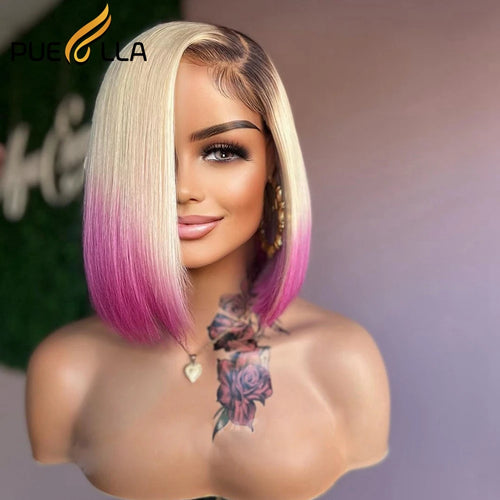 Rose Ombre Honey Blonde Bob Wig