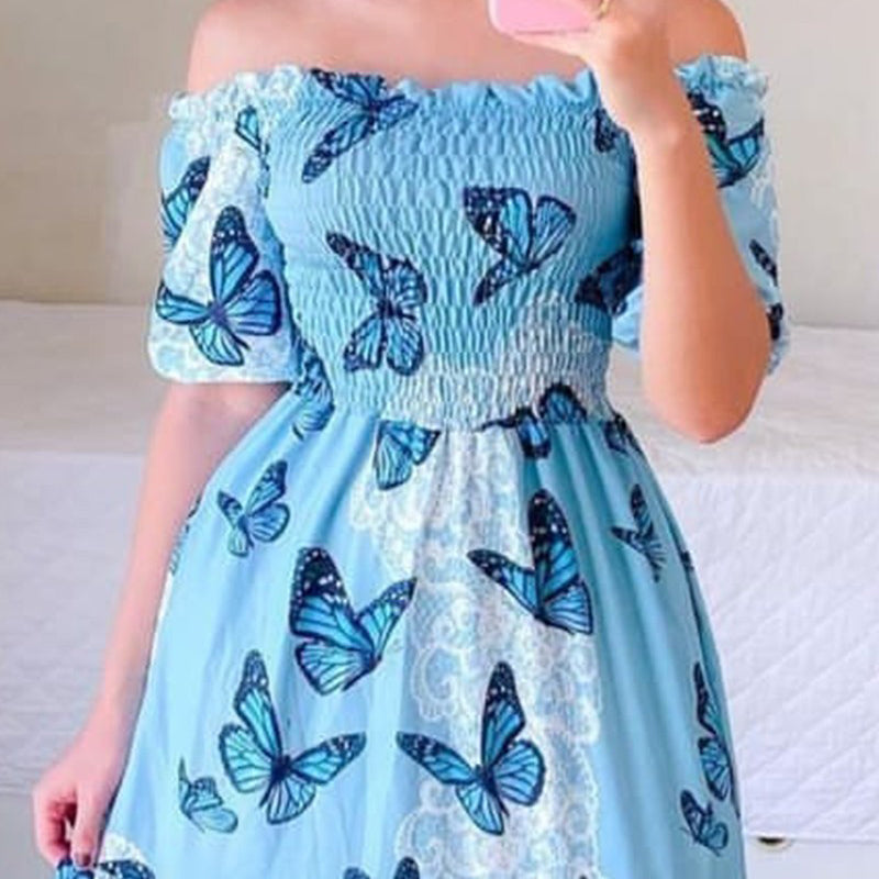 Butterfly Rainbow Floral Print Dress