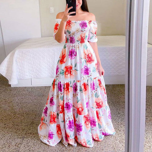 Butterfly Rainbow Floral Print Dress