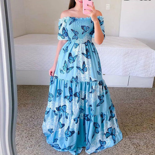 Butterfly Rainbow Floral Print Dress