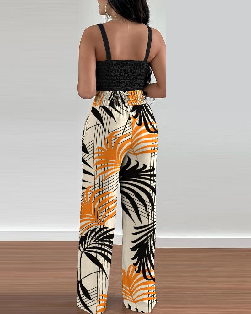 Floral Suspender Pant Set