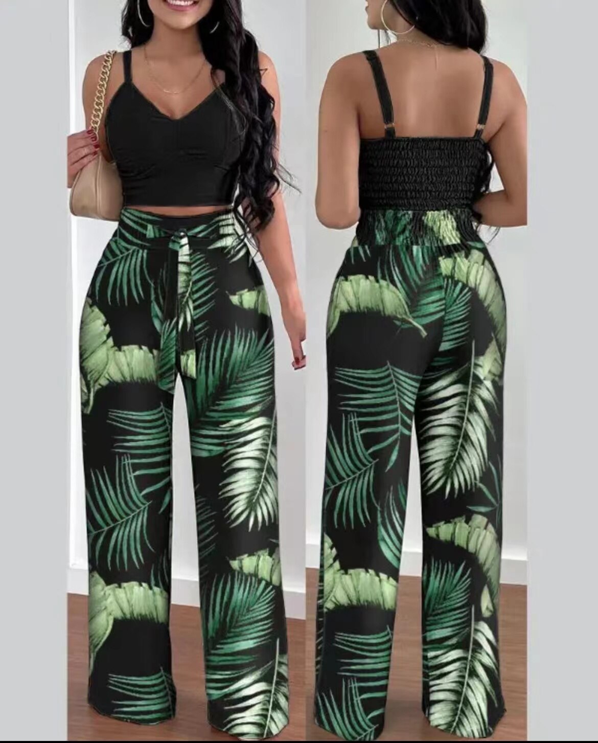 Floral Suspender Pant Set