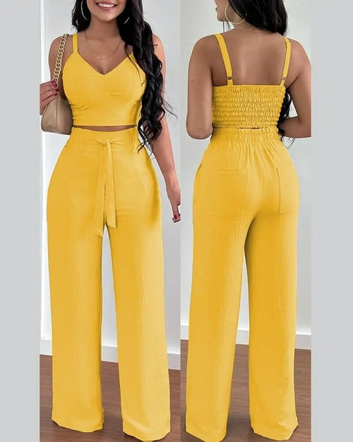 Floral Suspender Pant Set