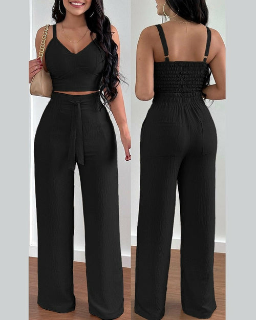 Floral Suspender Pant Set