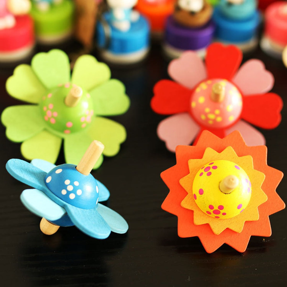 Flower Wooden Spinning Top