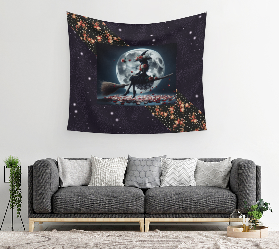 Rose Riding Witch Tapestry