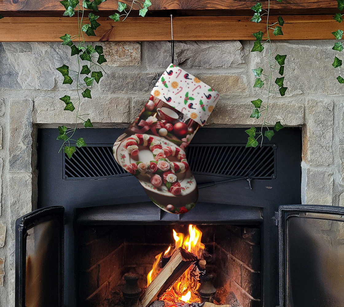 Candy Cane Rose Stocking
