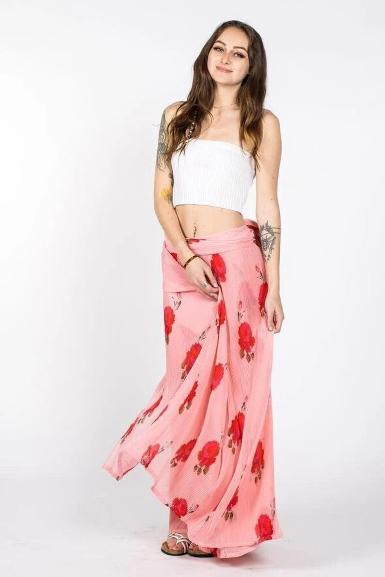 Womens Red Rose Spring Skirt