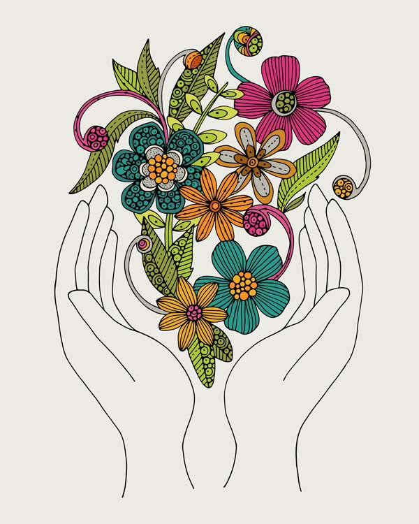 Hands Flowers Print