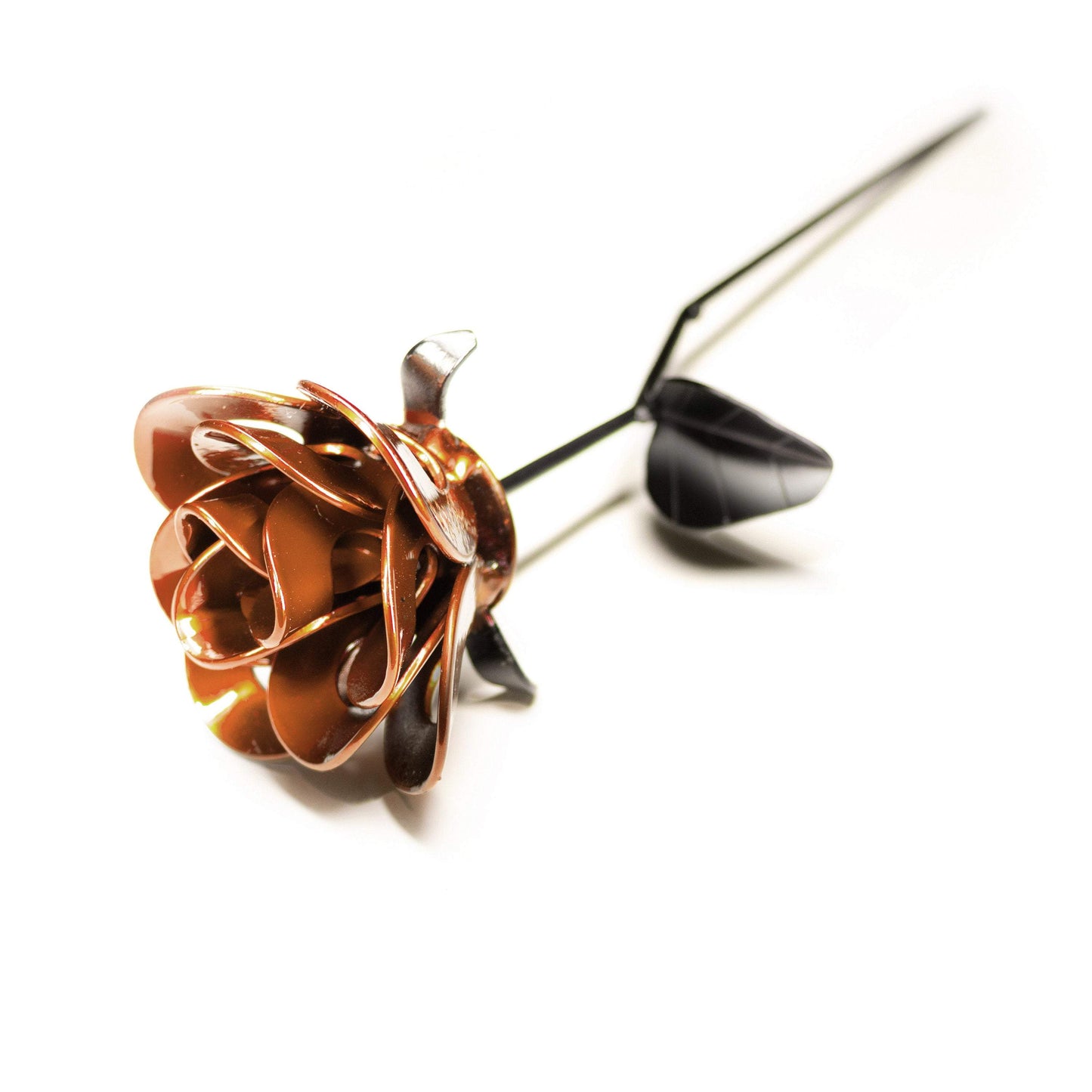Orange and Black Immortal Rose, Recycled Metal Rose, Steel Rose