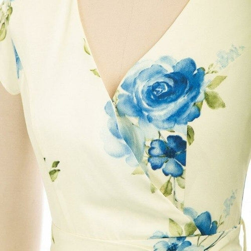 Rose print High-Low Hem Dress