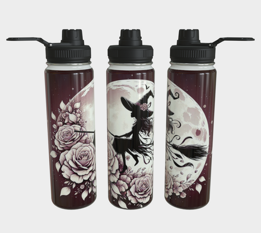 Flower Moon Witch Water Bottle