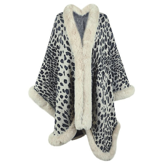Thick Warm Fur Collar Cape