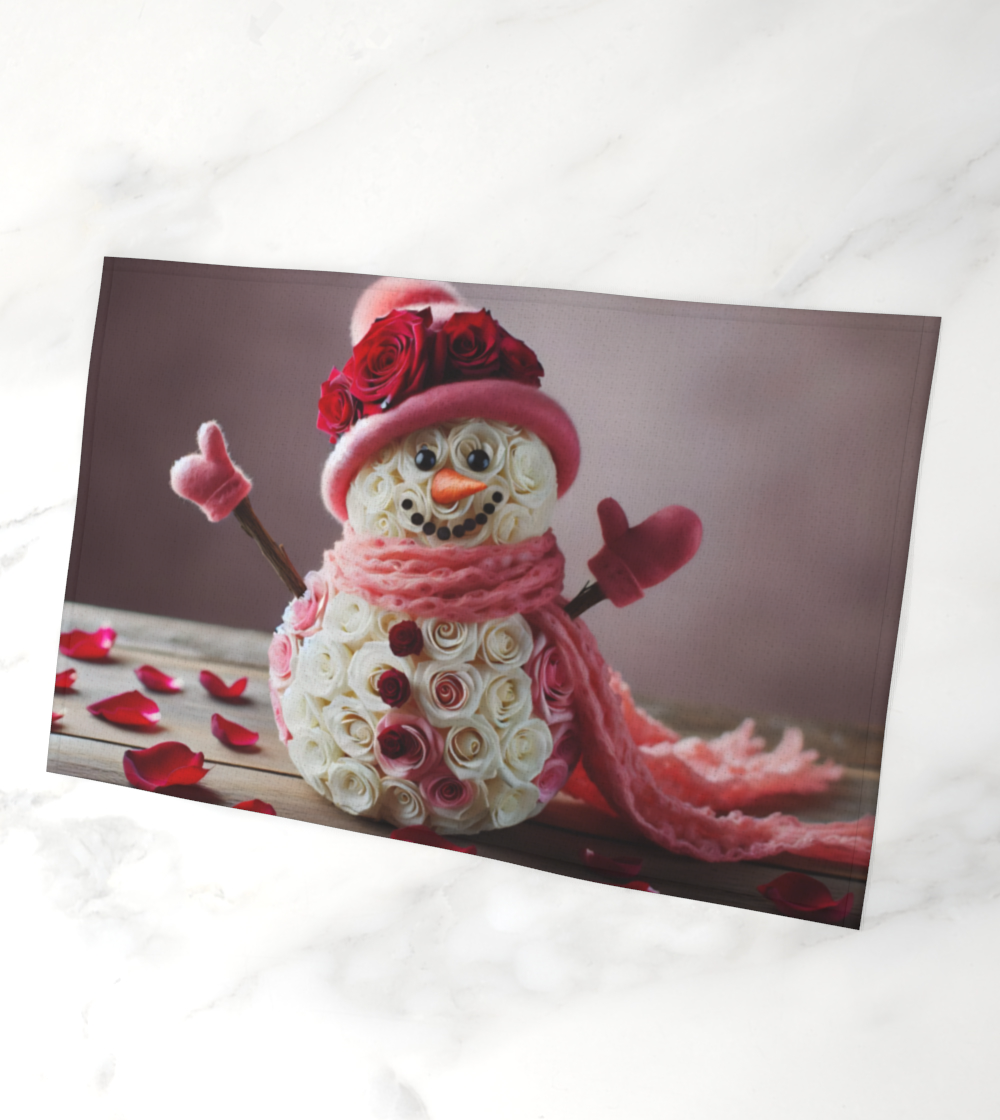 Floral Snowman Tea Towel