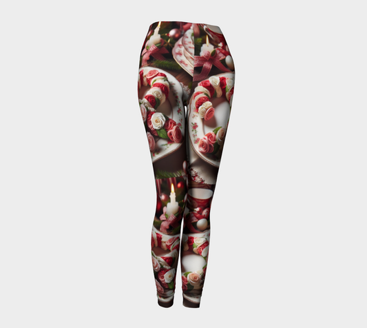 Candy Cane Rose Leggings