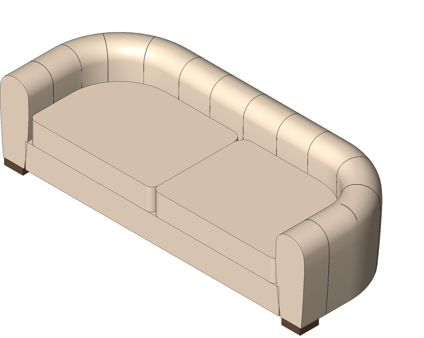 Cloth Curved Back Sofa - Revit Family File