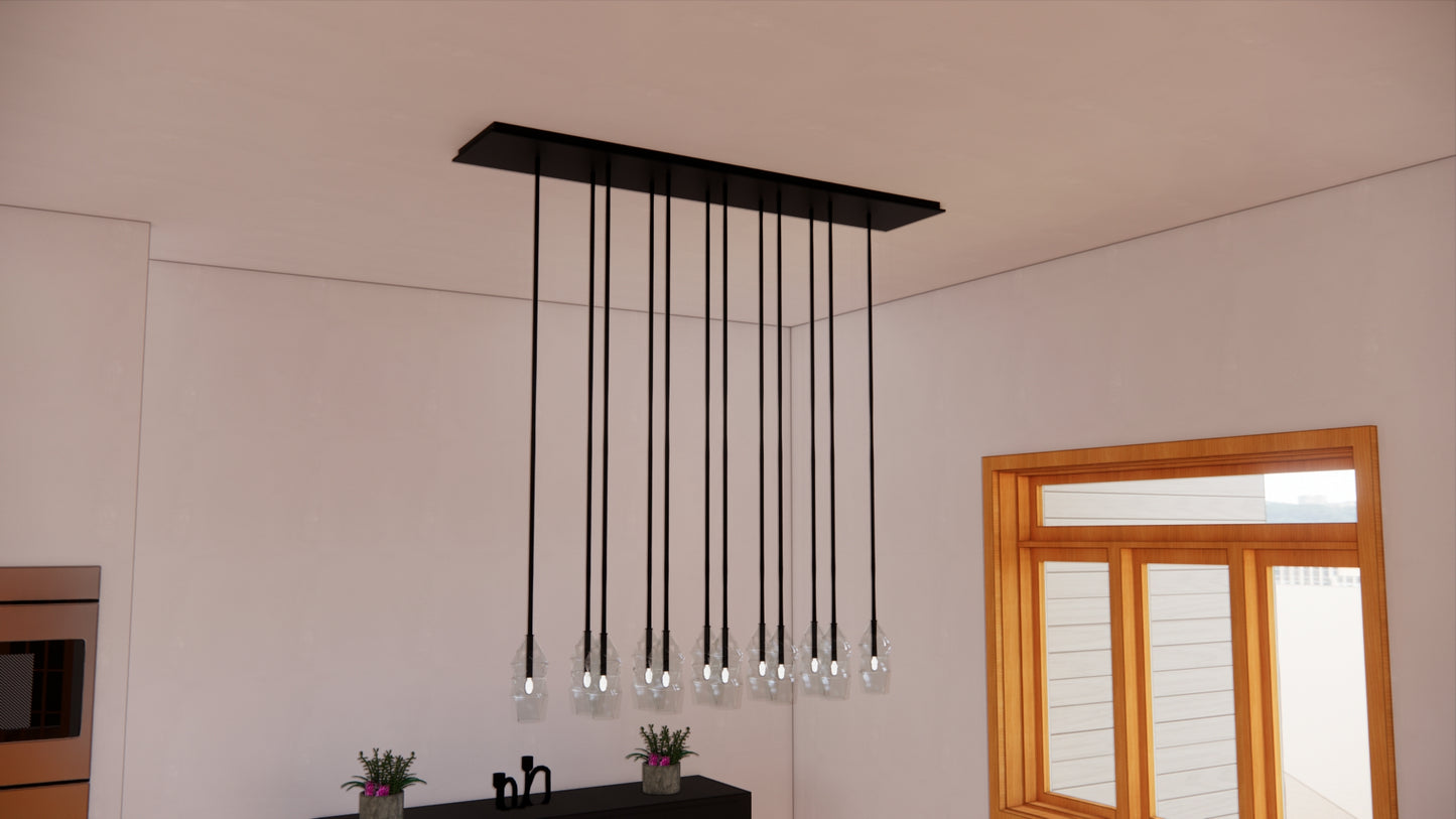 Linear Multi-lamp Chandelier - Revit Family File