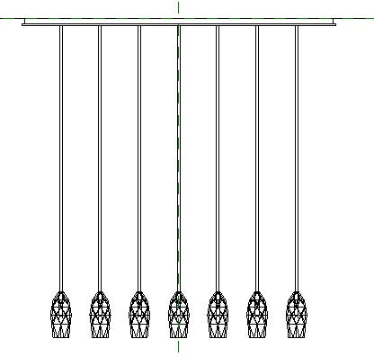 Linear Multi-lamp Chandelier - Revit Family File