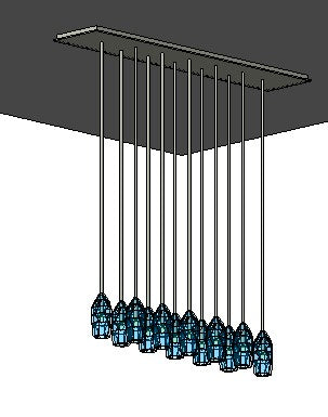 Linear Multi-lamp Chandelier - Revit Family File