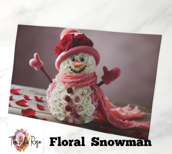 Floral Snowman Tea Towel