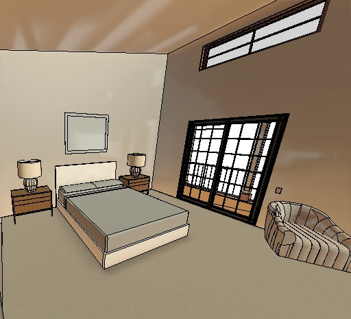 High Headboard Bed - Revit Family File