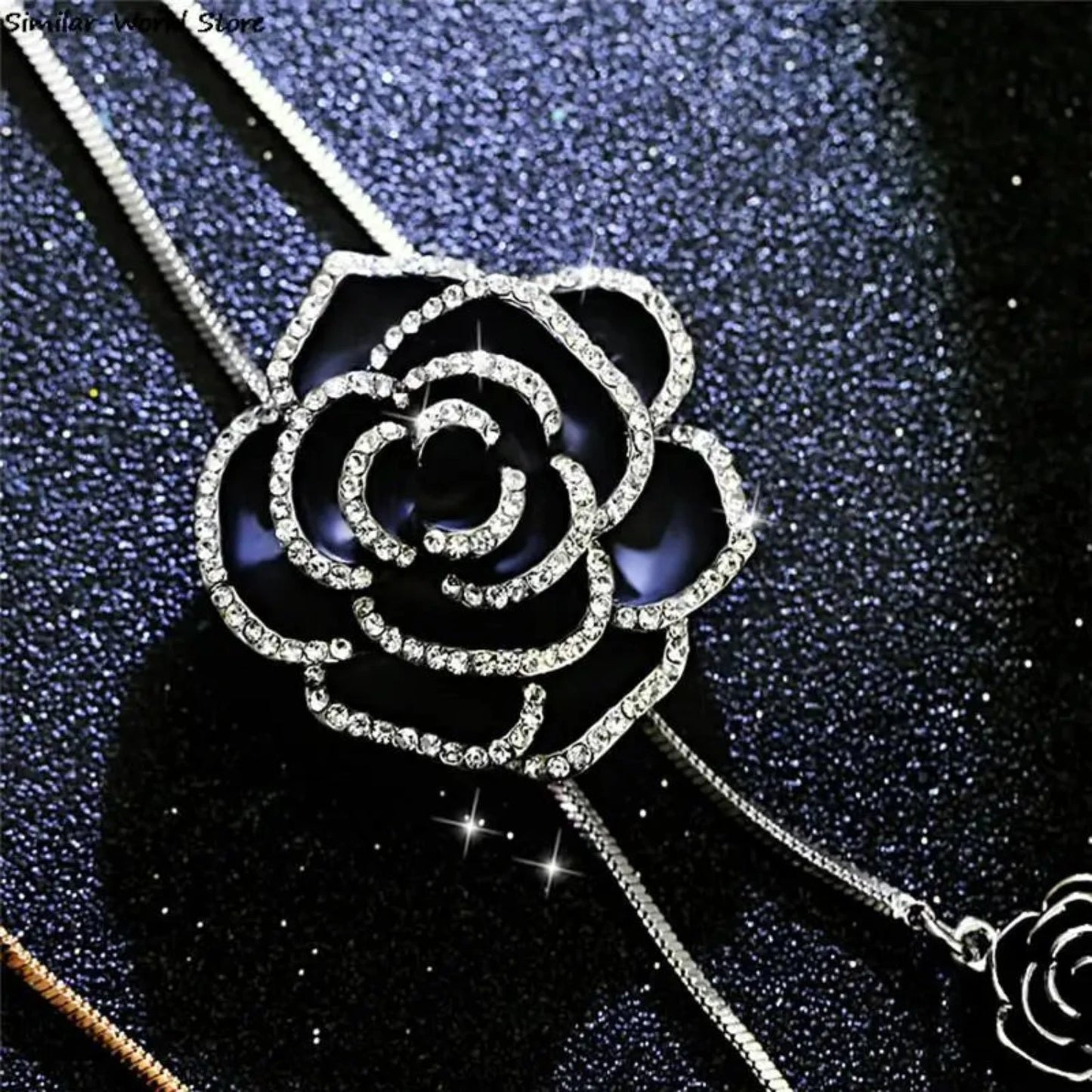 Black Rose Long Necklace