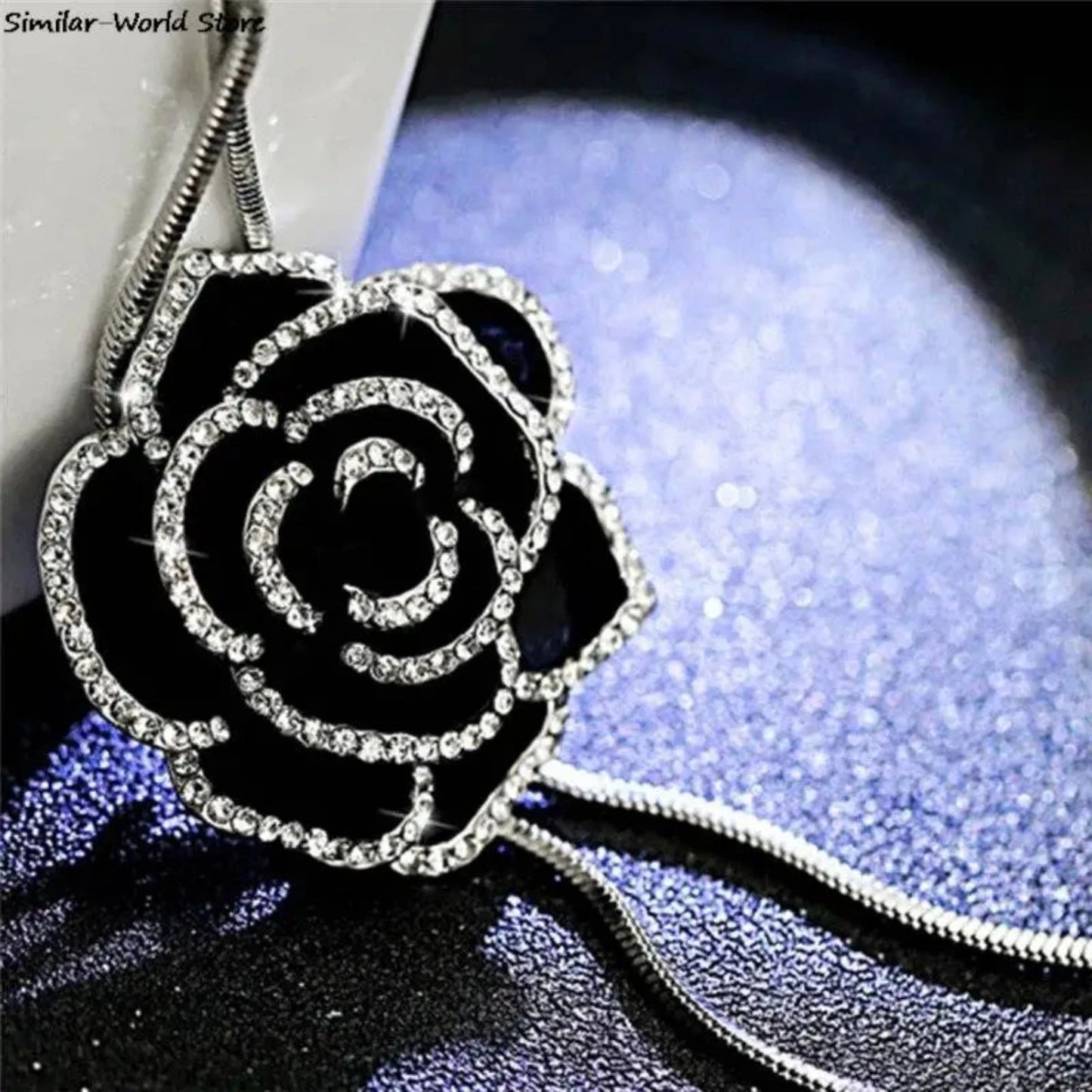 Black Rose Long Necklace