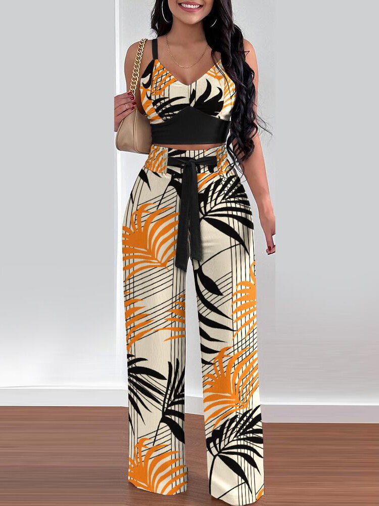 Floral Suspender Pant Set