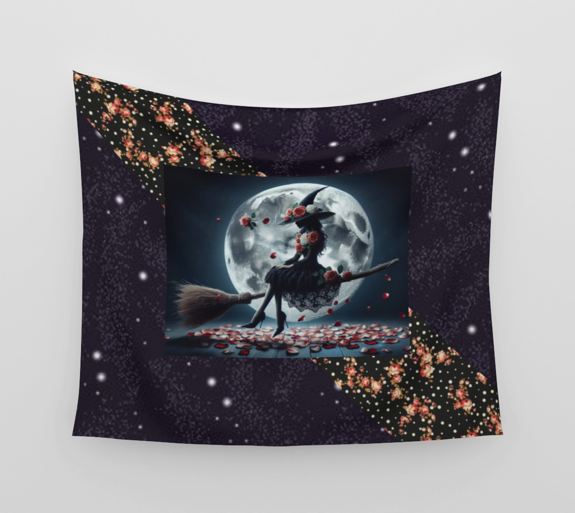 Rose Riding Witch Tapestry