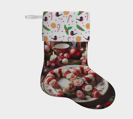 Candy Cane Rose Stocking